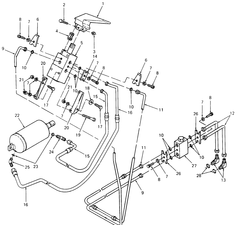 Hydraulic Lift Controls Diagram and Parts List for 1861 821060-836000-140671100-142663100 Cub Cadet Lawn Tractor